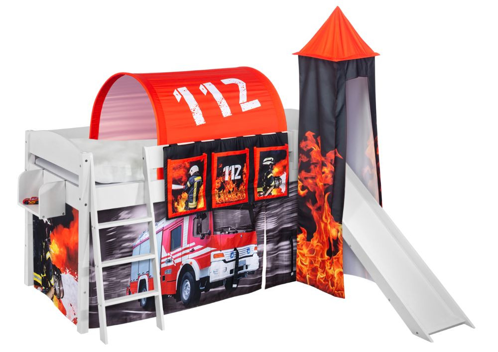 Spielbett mit Rutsche-IDA Classic-90x200-Feuerwehr