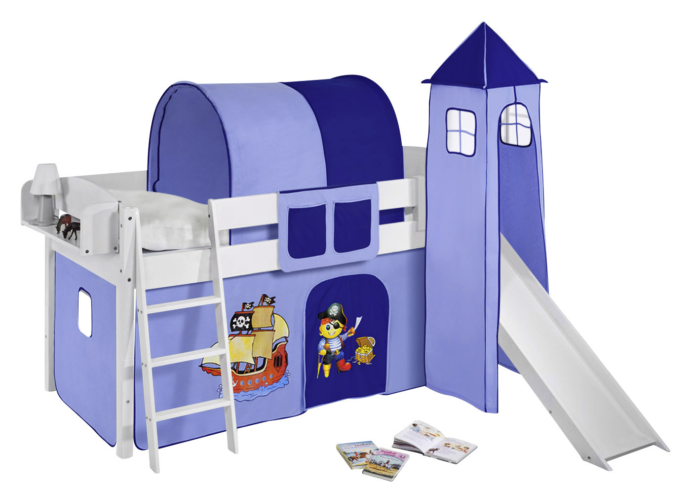 Spielbett mit Rutsche-IDA Classic-90x200-Pirat-Blau