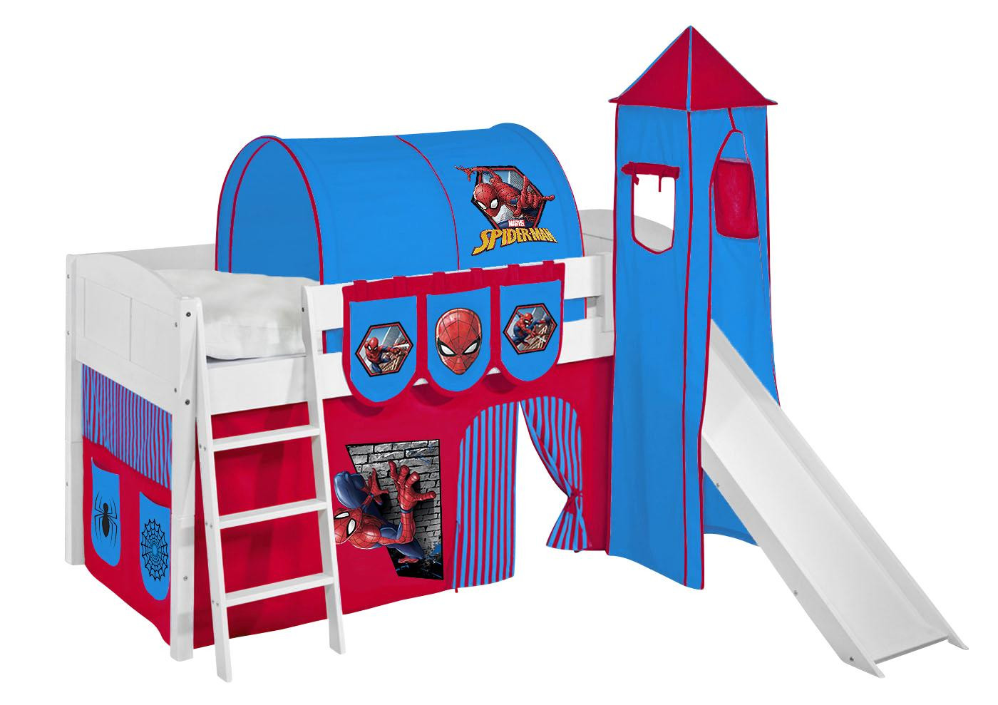 Spielbett mit Rutsche-IDA Landhaus-90x200-Spiderman
