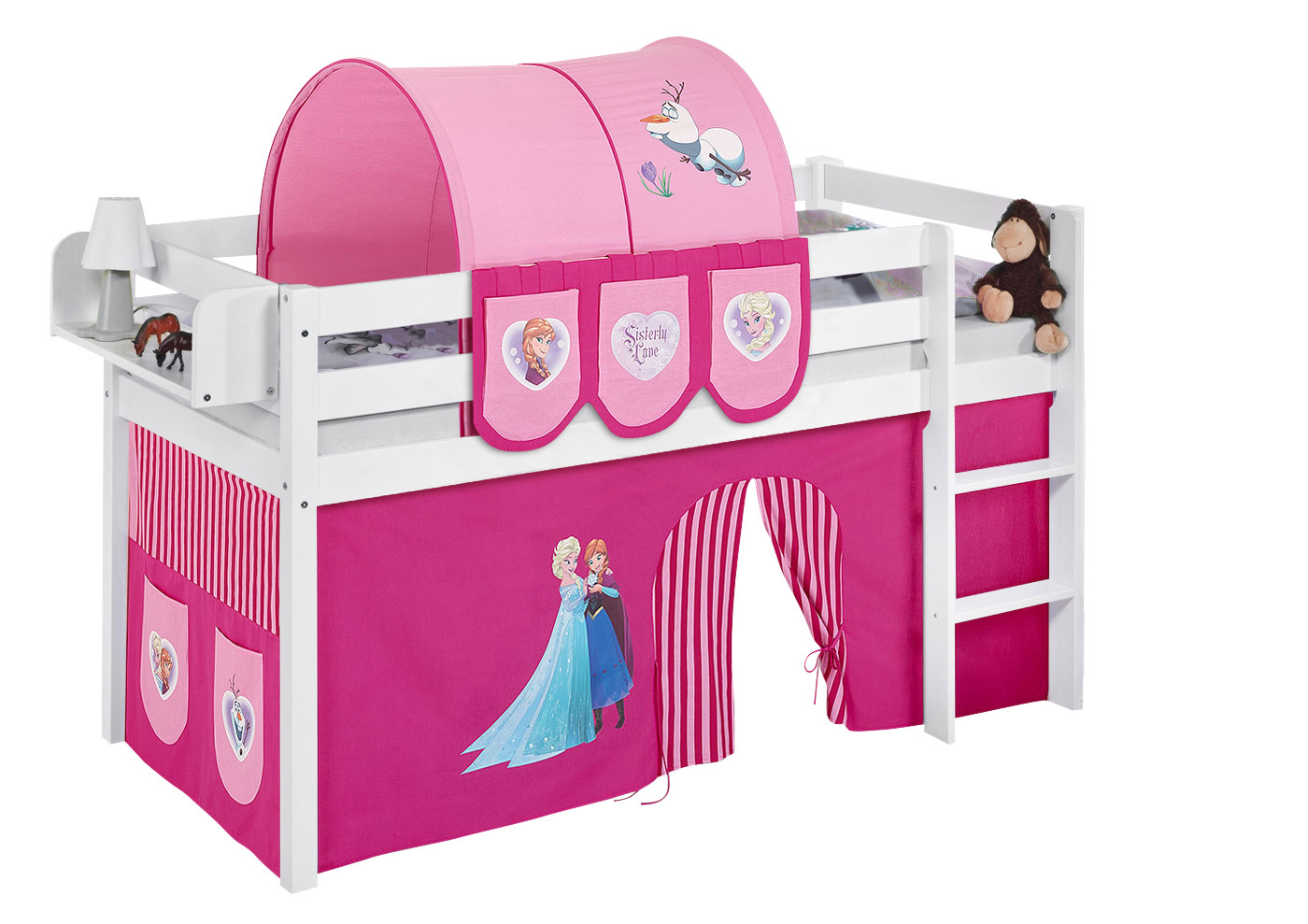 Basis Betten-Jelle Weiß-90x200-Frozen Rosa