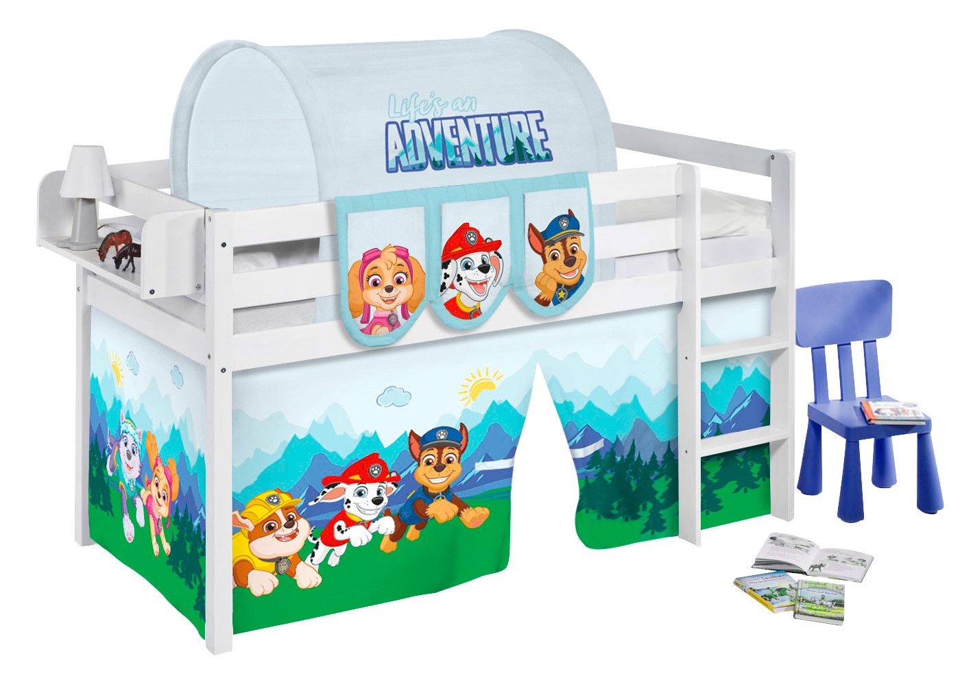 Basis Betten-Jelle Weiß-90x200 - Paw Patrol Blau