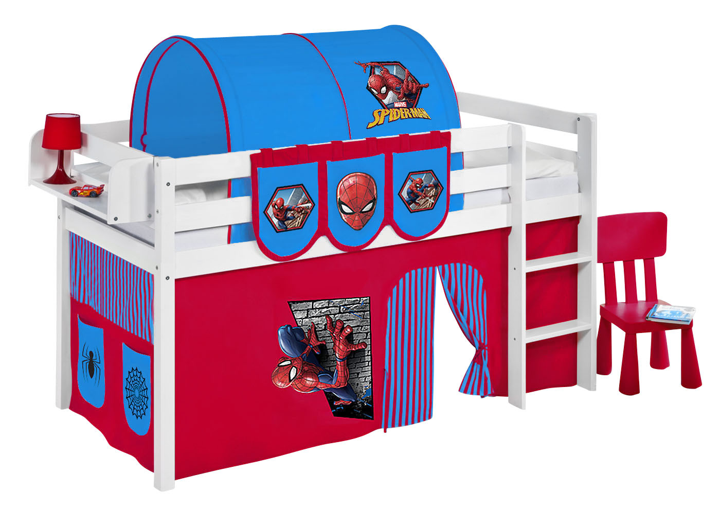 Basis Betten-Jelle Weiß-90x190-Spiderman