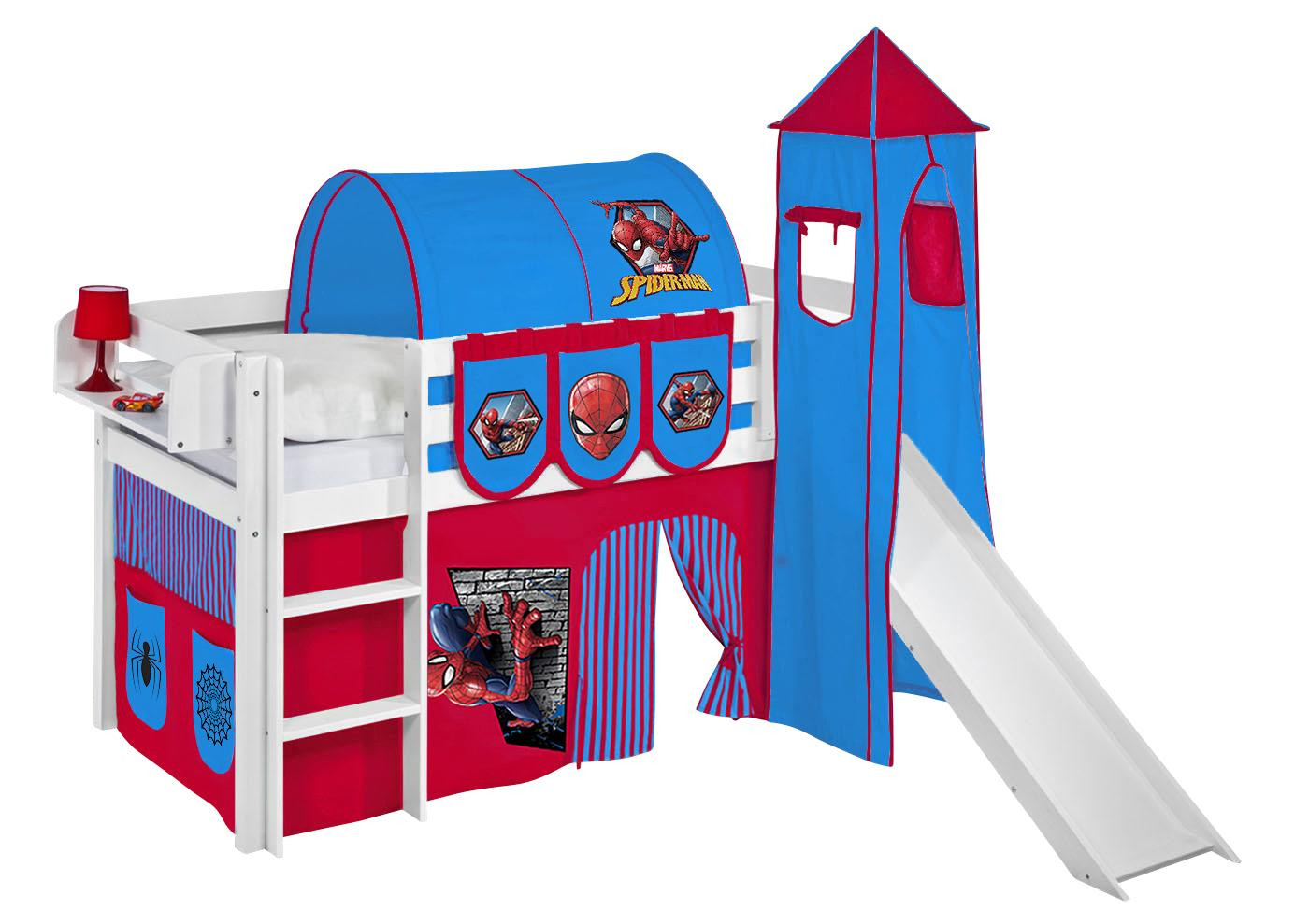Spielbett mit Rutsche-Jelle Weiß-90x200-Spiderman