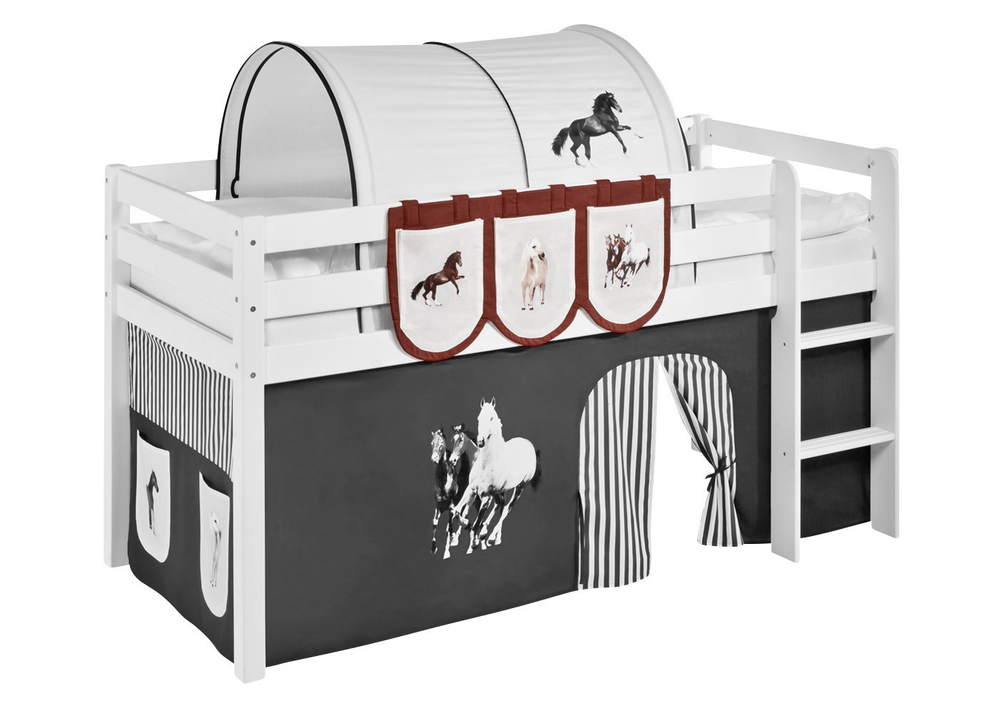 Taschen für Hochbett, Spielbett, Etagenbett-Pferde-Braun