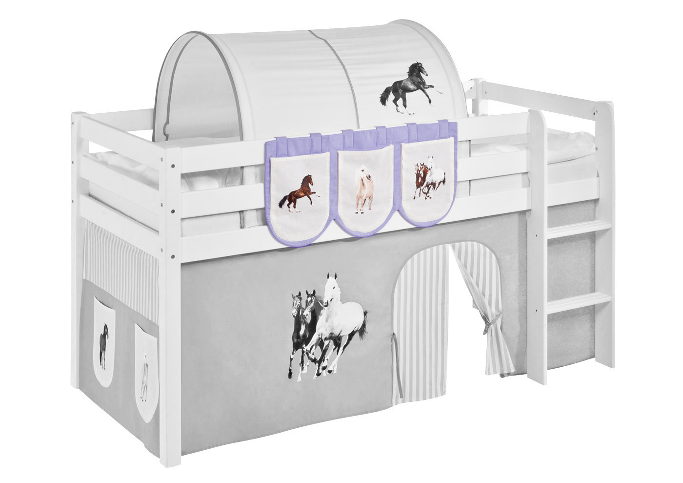 Taschen für Hochbett, Spielbett, Etagenbett-Pferde-Lila
