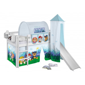 Spielbett mit Rutsche-JELLE weiß-90x190-Paw Patrol Blau